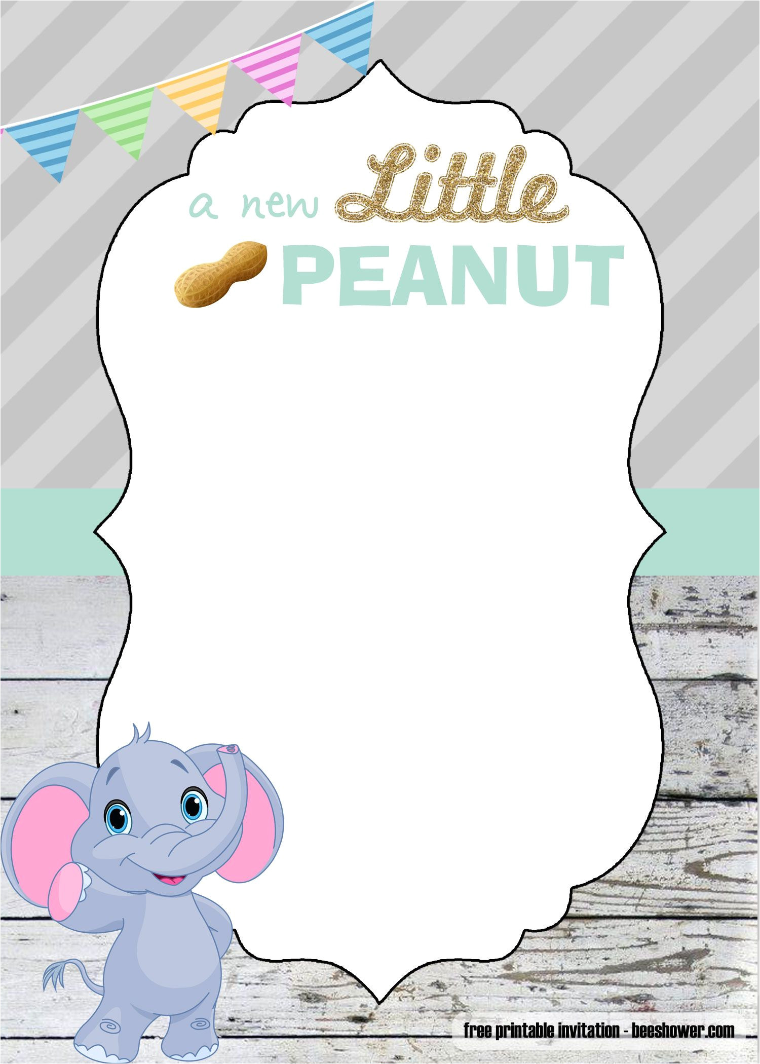 Elephant Birthday Invitation Template Free Printable Little Peanut Elephant Invitation Templates