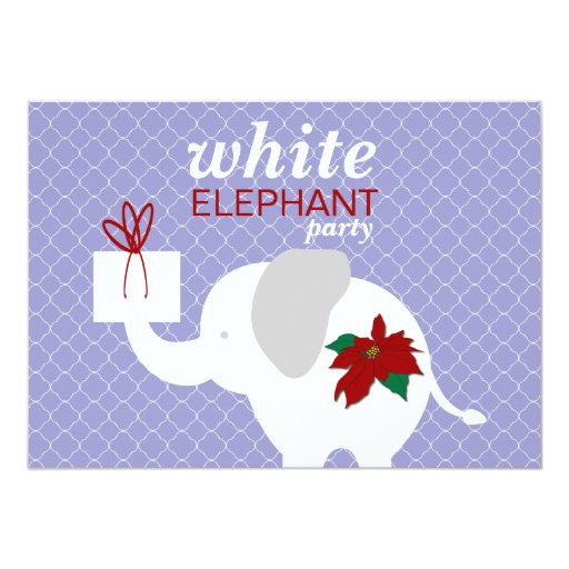 Elephant Birthday Invitation Template White Elephant Party Invitation Zazzle