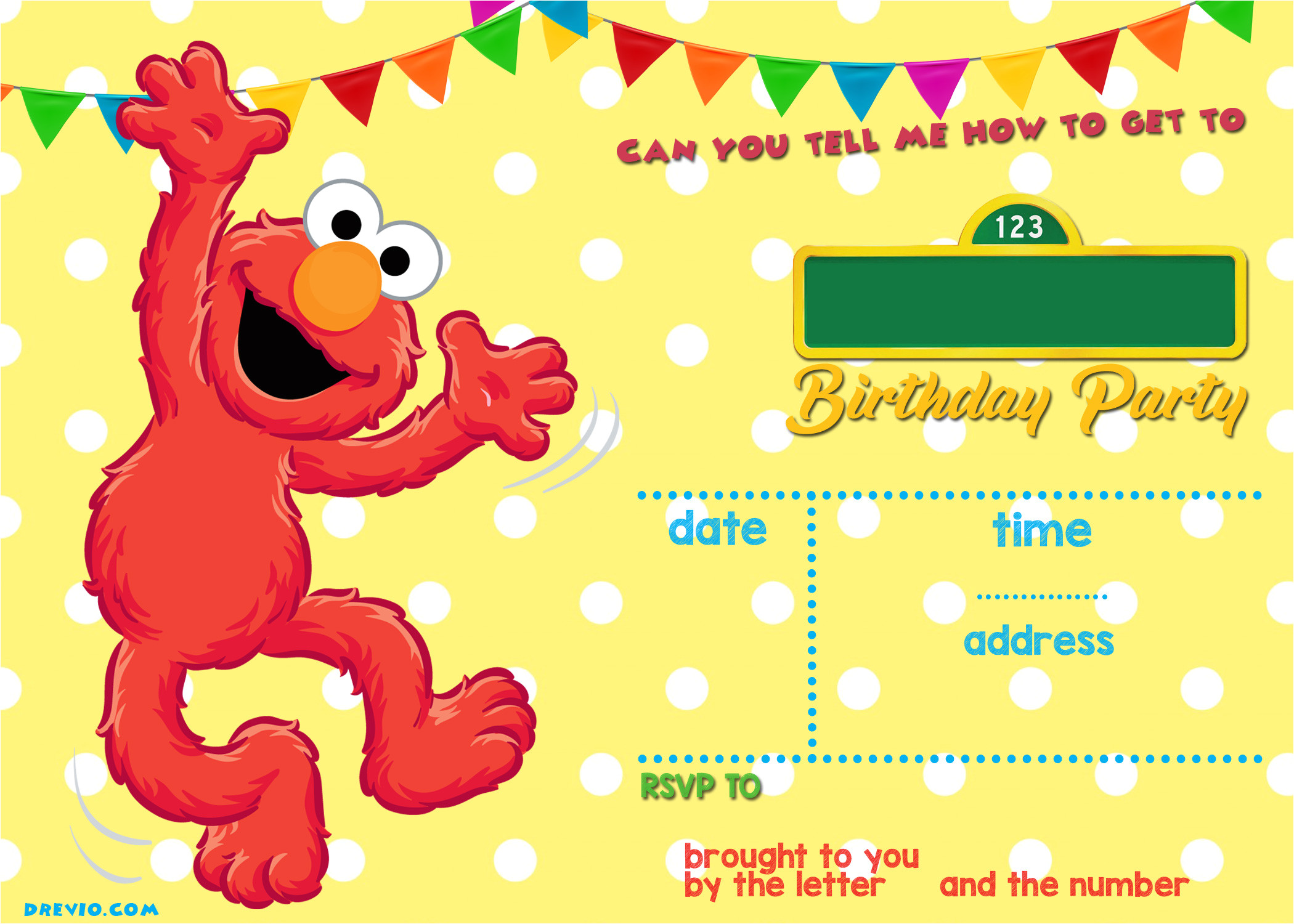 Elmo Birthday Invitation Template Elmo Sesame Street Birthday Party Invitations