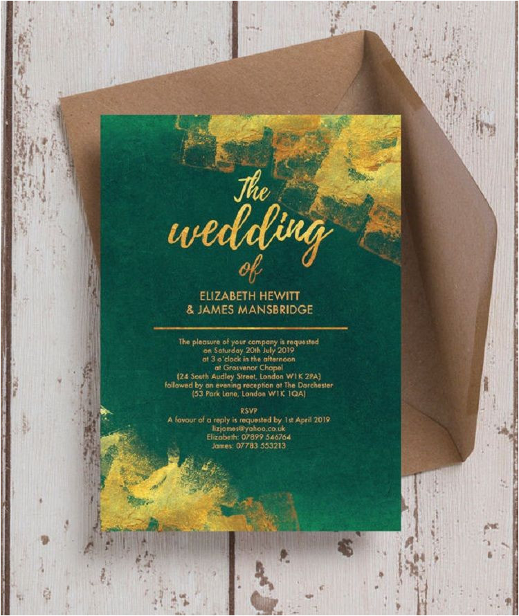 Emerald Green Wedding Invitation Template Emerald Green and Gold Wedding Invitation Wedding Ideas