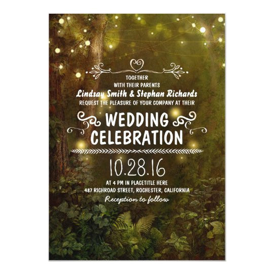 Enchanted forest Wedding Invitation Template Enchanted forest String Lights Wedding Invitations