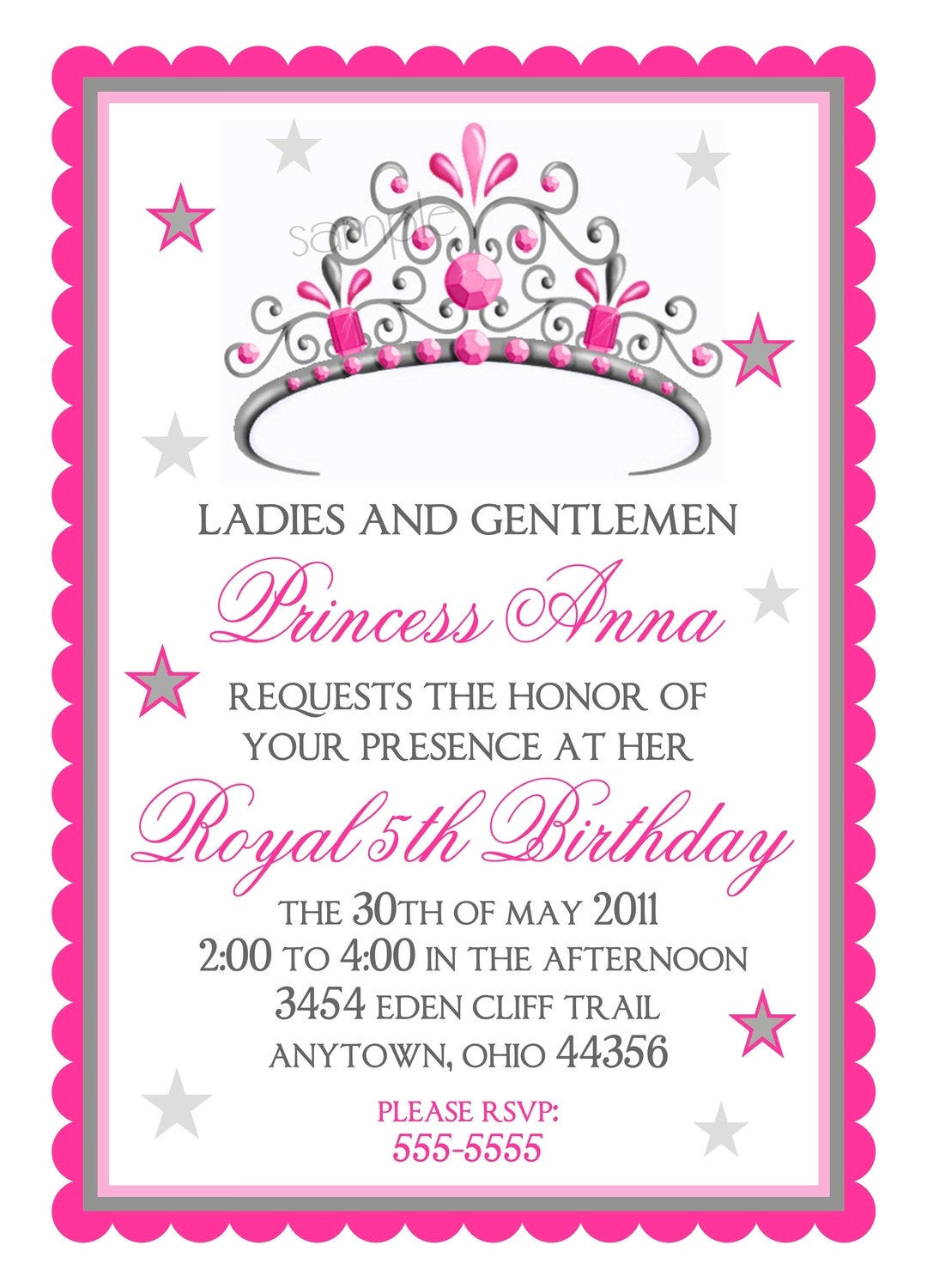Etsy Birthday Invitation Template Princess Birthday Invitations Tiara by Littlebeaneboutique