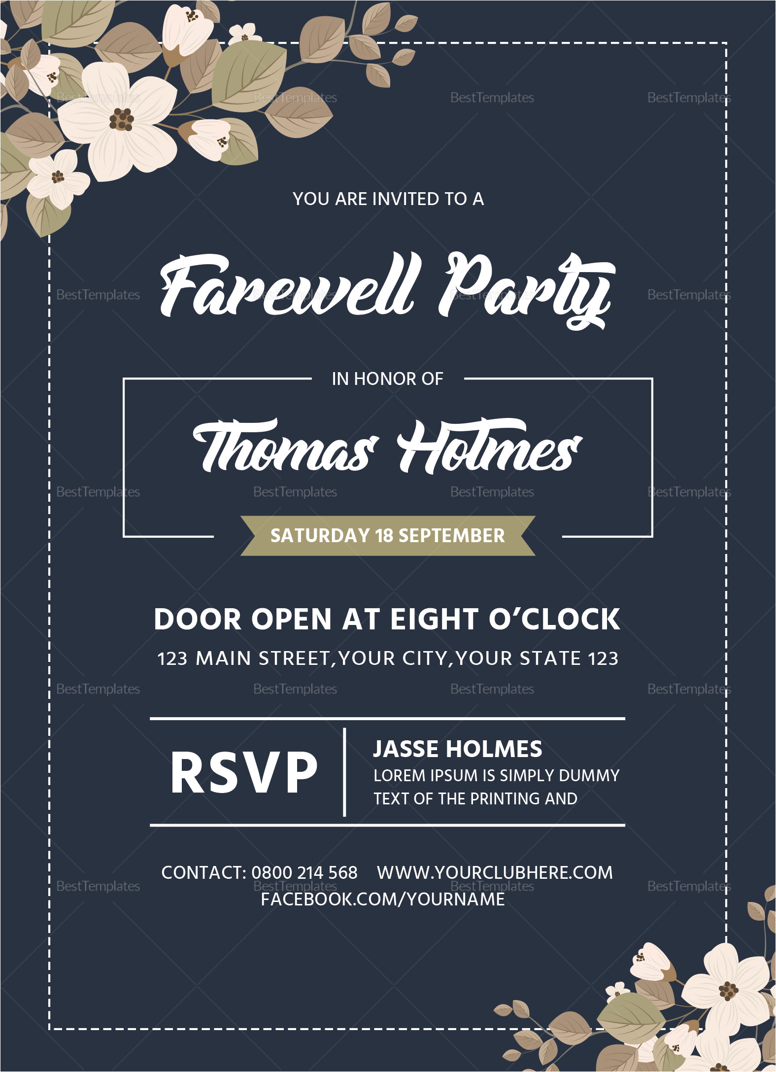 Example Invitation Card Farewell Party Farewell Party Invitation Card Design Template In Word