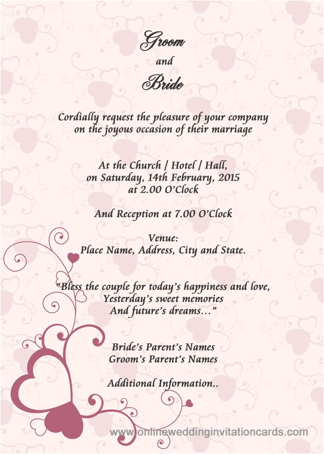 Example Of A Wedding Invitation Card Sample Wedding Card Invitation In 2019