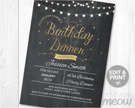 Example Of Birthday Dinner Invitation Birthday Dinner Party Invite Instant Download Any Age 30th