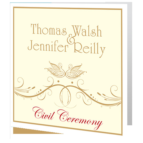 Example Of Civil Wedding Invitation Card Civil Ceremony Invite Celtic Swan Swirl Wedding Cards
