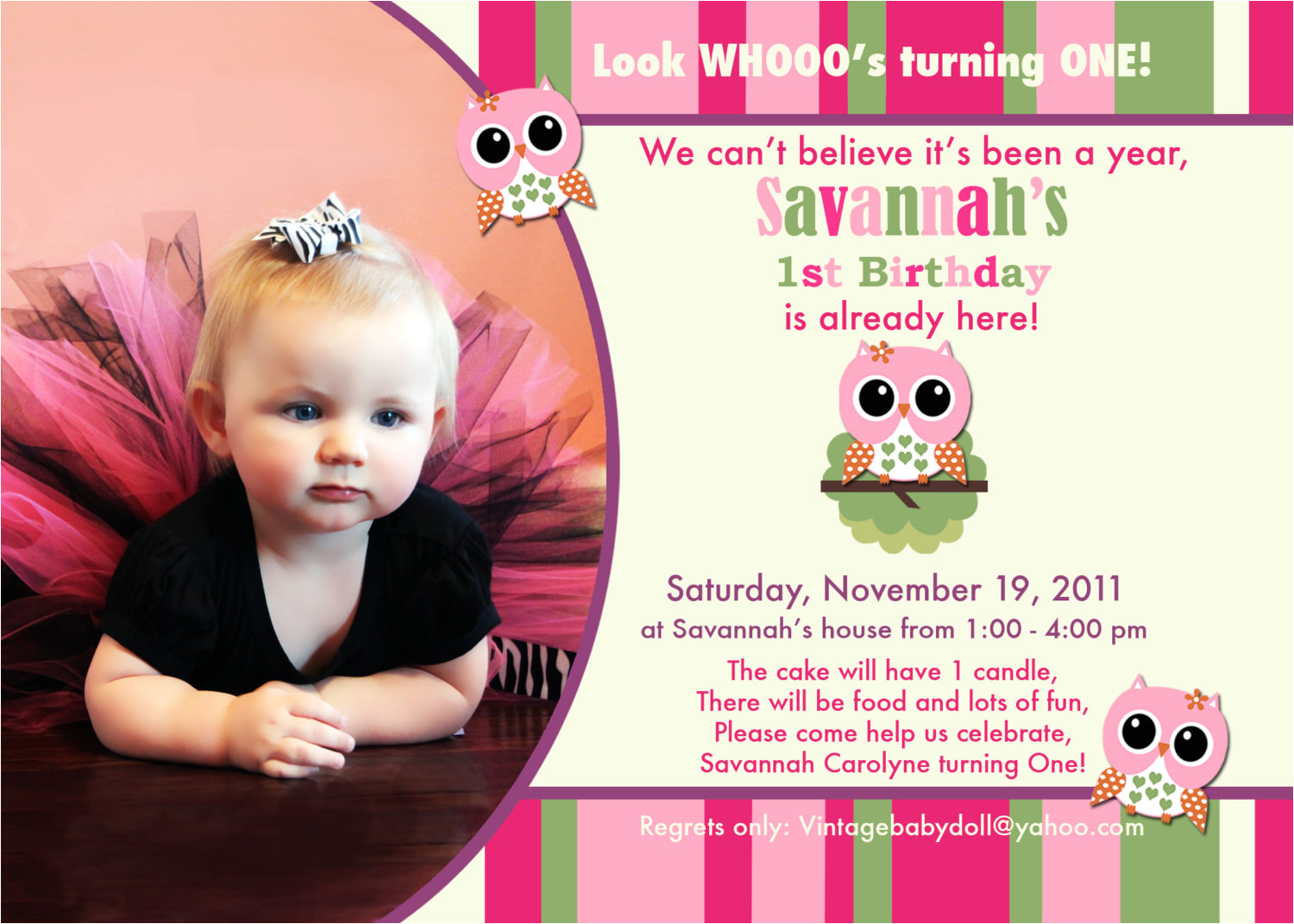 Example Of First Birthday Invitation Card Owl 1st Birthday Invitations Ideas Free Printable