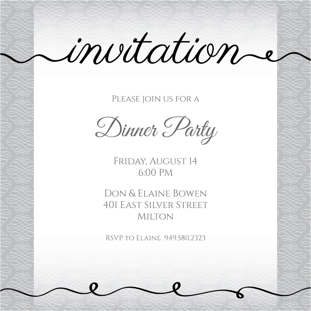 Example Of Invitation to Dinner Party Ribbon Writing Dinner Party Invitation Template Free