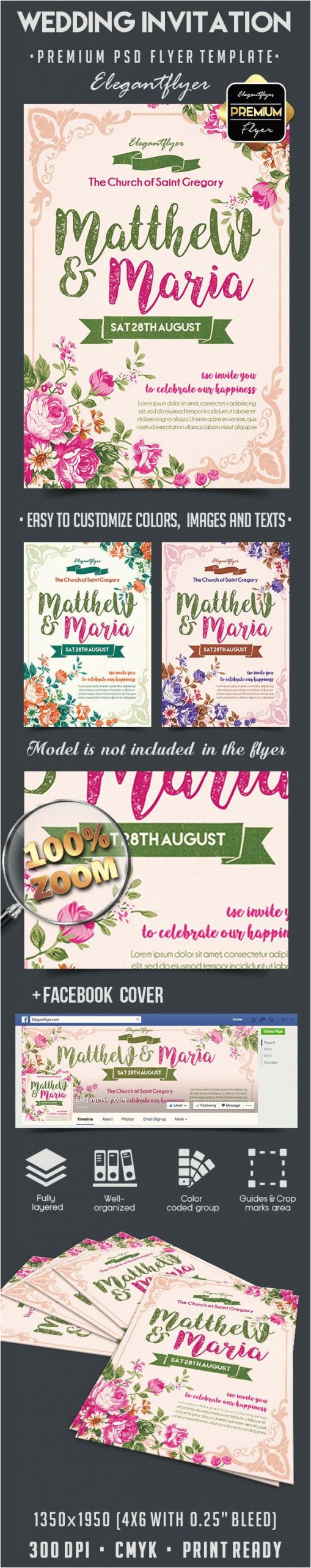 Facebook Wedding Invitation Template Flowers for Wedding Invitation Template by Elegantflyer