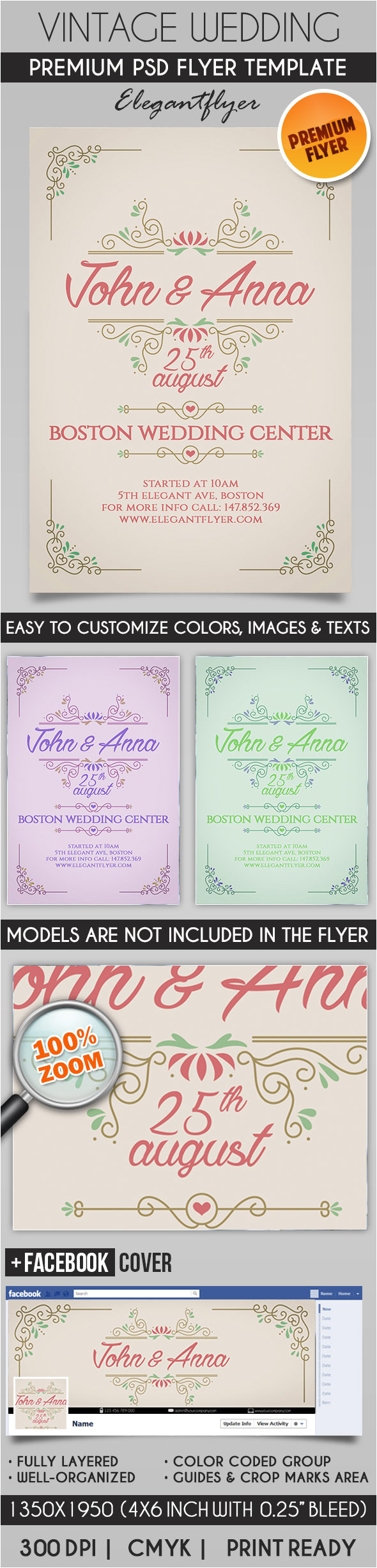 Facebook Wedding Invitation Template Vintage Wedding Invitation Flyer Psd Template by