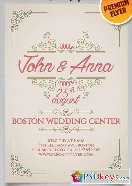 Facebook Wedding Invitation Template Vintage Wedding Invitation Flyer Psd Template Facebook