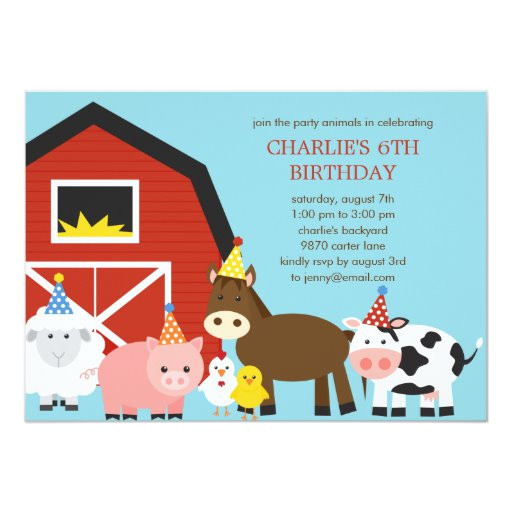 Farm Animal Birthday Invitation Template Farm Animals Birthday Party Invitation Zazzle