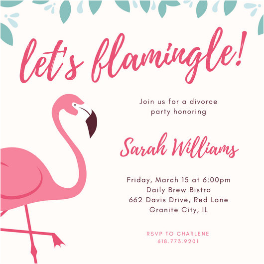 Flamingo Party Invitation Template Free Pink Flamingo Divorce Party Invitation Templates by Canva