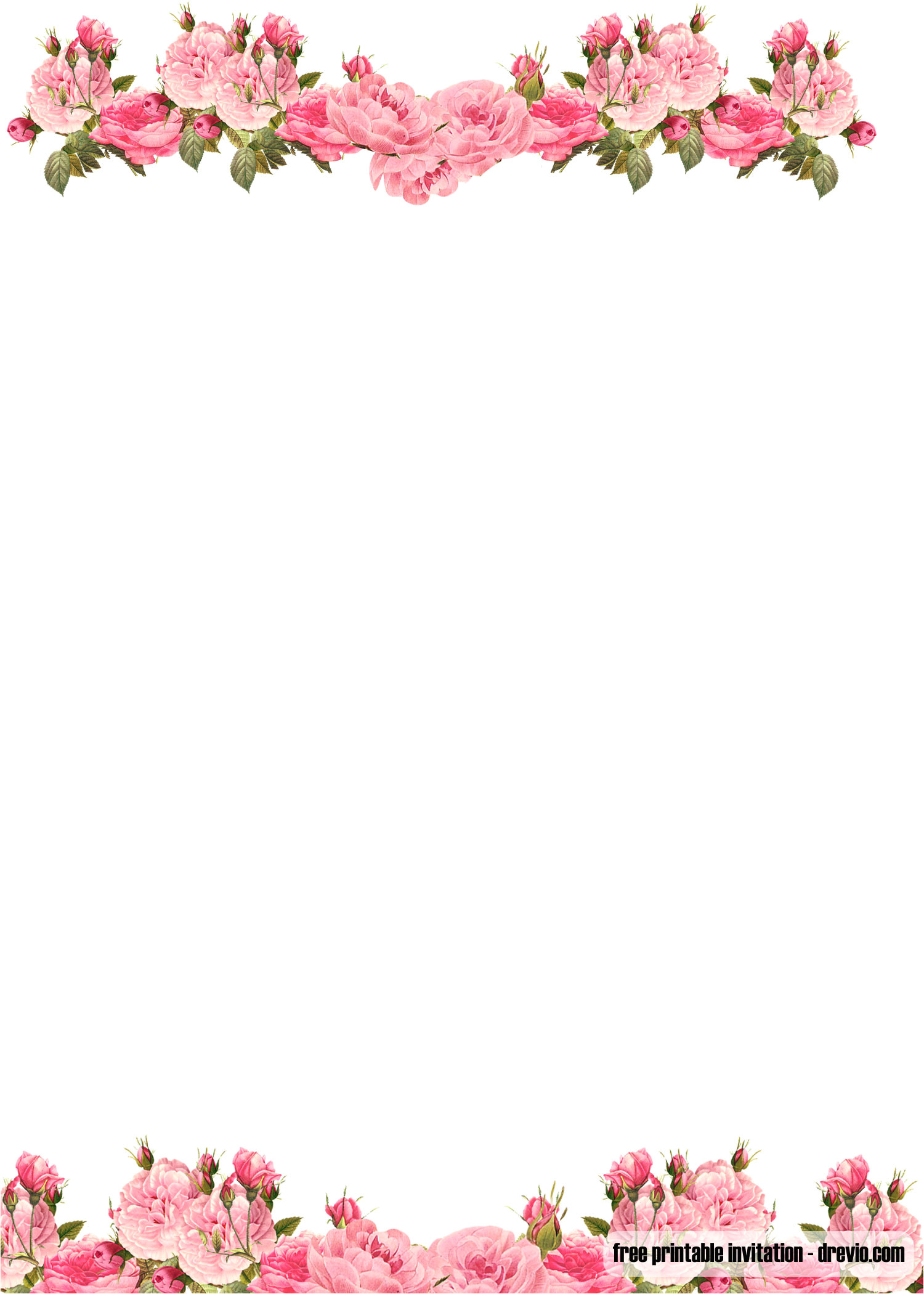 Floral Wedding Invitation Blank Template Free Pink Floral Invitation Templates Free Printable