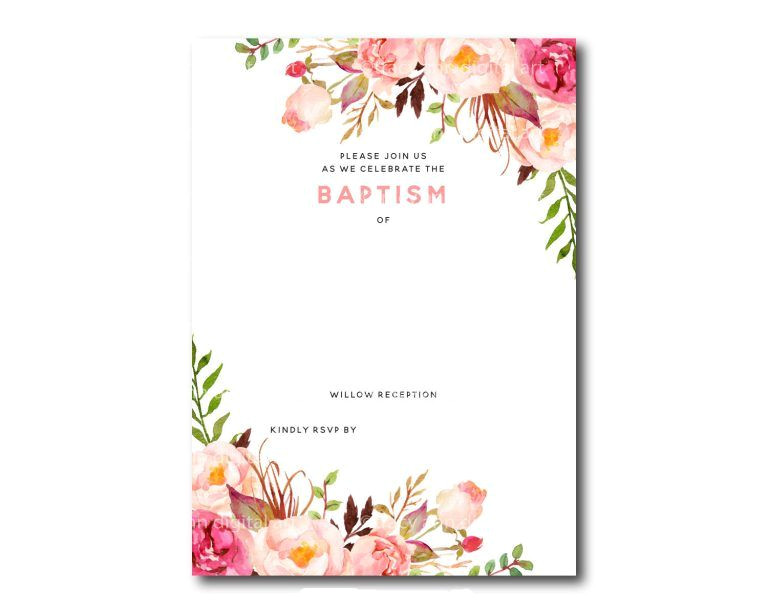Floral Wedding Invitation Blank Template Free Printable Baptism Floral Invitation Template Free