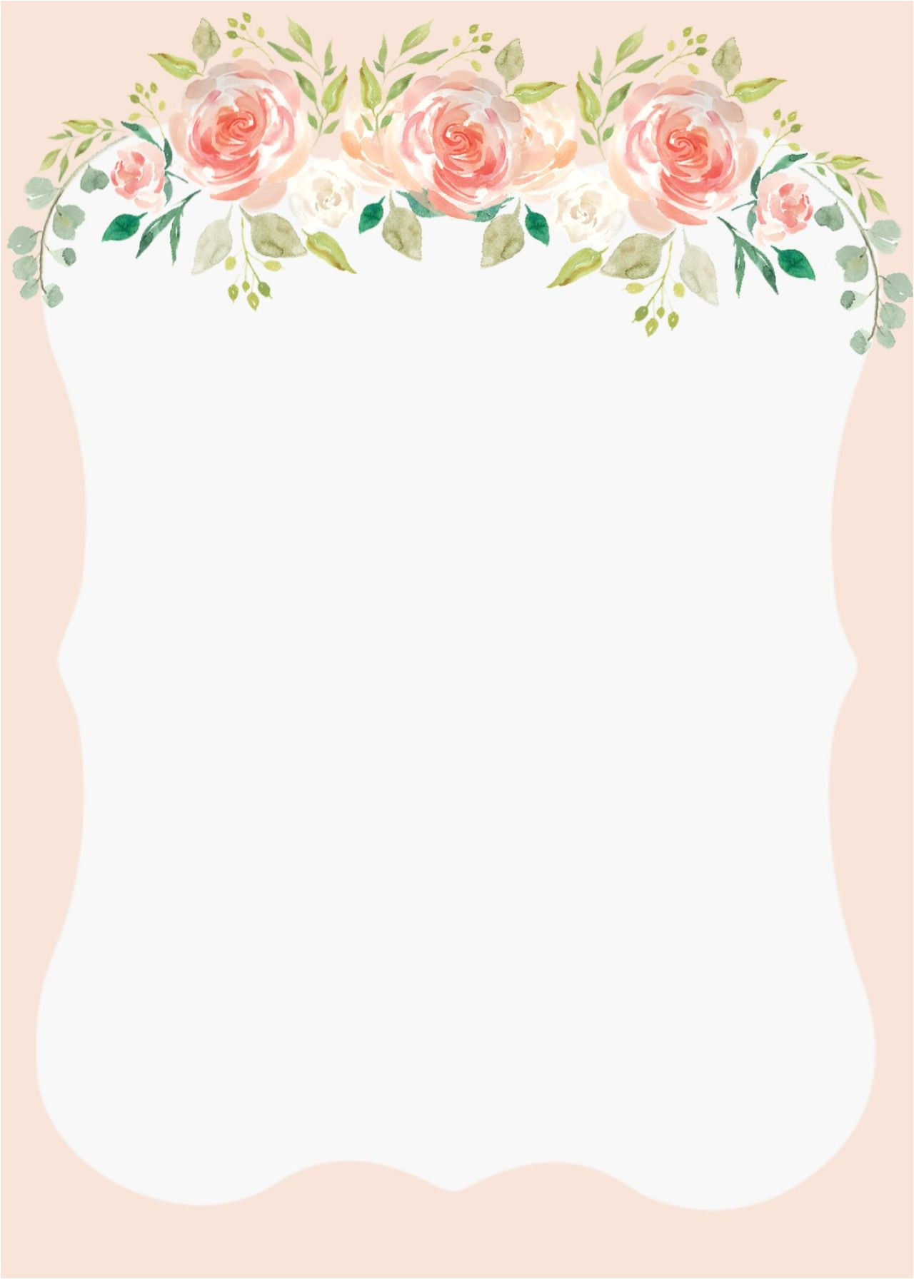 Floral Wedding Invitation Blank Template Peach Flower Wedding Invitation Blank Printable In 2019