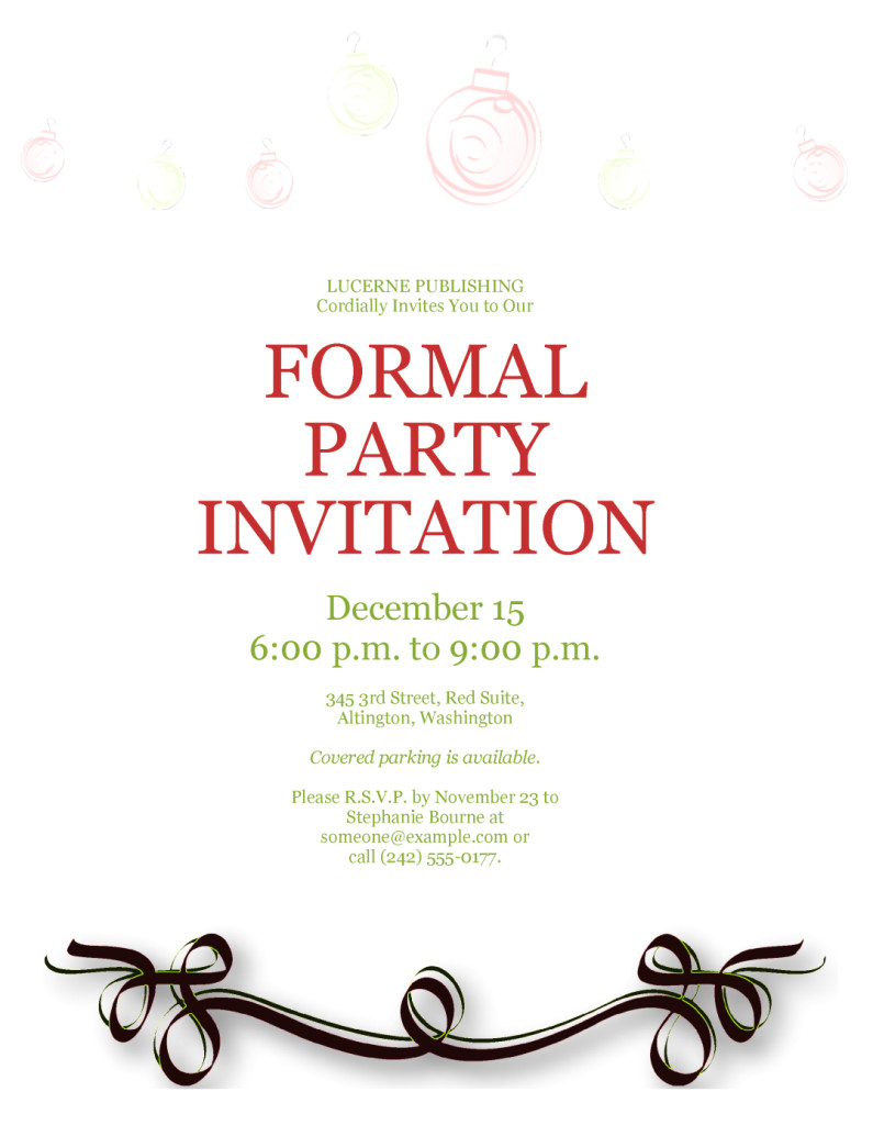 Formal Party Invitation Template Free formal Party Invitation Template