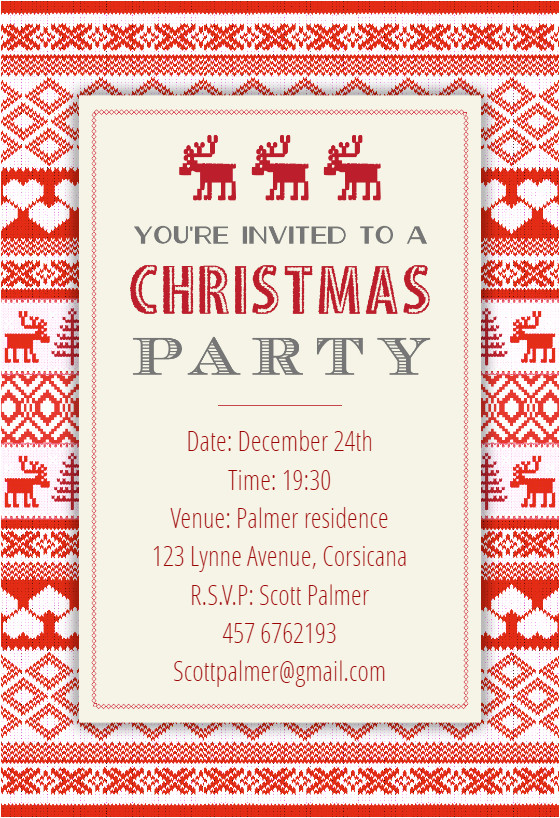 Free Christmas Party Invitation Template Sweaters Pattern Christmas Invitation Template Free