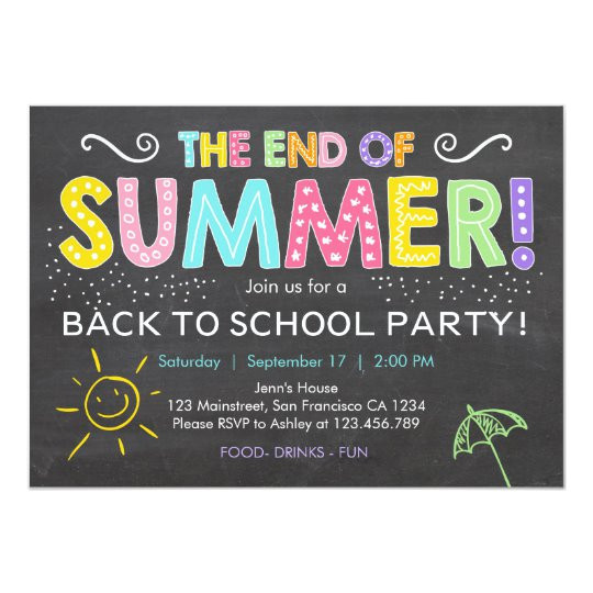 Free End Of Year Party Invitation Template Back to School End Of Summer Party Invitation Zazzle Com