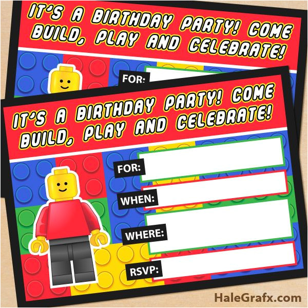 Free Party Invitation Templates Lego Free Printable Lego Building Blocks Birthday Invitation