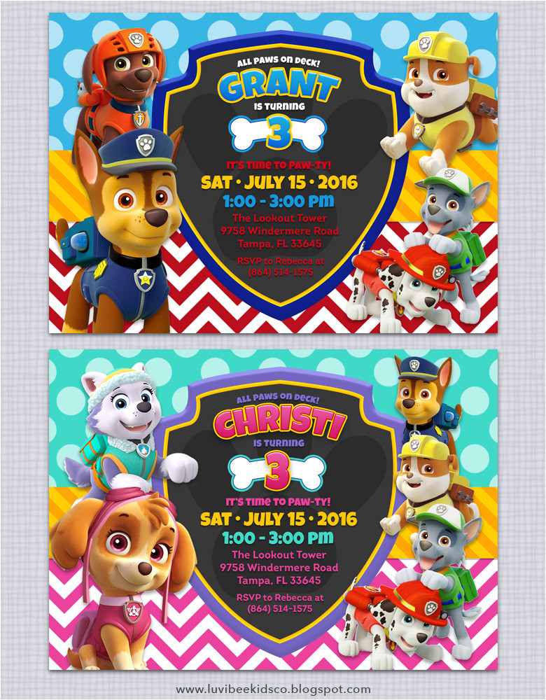 Free Paw Patrol Birthday Invitation Template Paw Patrol Birthday Invitations Free Printables