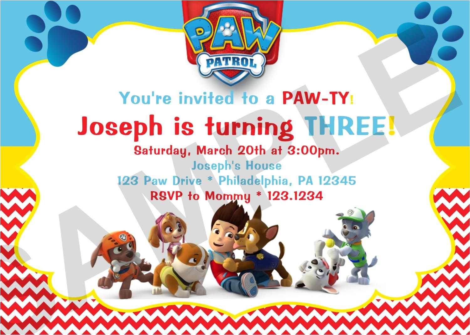 Free Paw Patrol Birthday Invitation Template Paw Patrol Birthday Invitations Paw Patrol Birthday