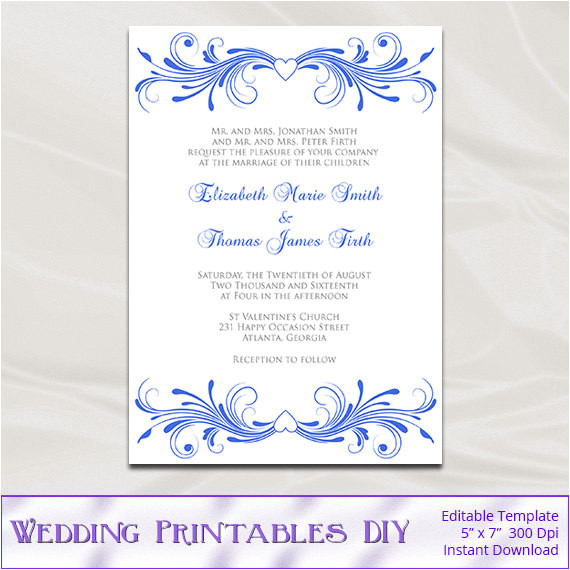 Free Royal Wedding Invitation Template Royal Blue Wedding Invitations Template by