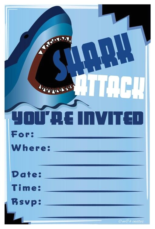 Free Shark Birthday Invitation Template Invitation Template Shark Party Pinterest