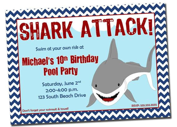 Free Shark Birthday Invitation Template Items Similar to Pool Party Shark Birthday Invitation