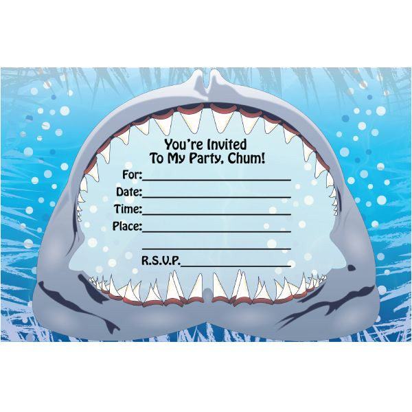 Free Shark Birthday Invitation Template Shark Birthday Fill In Invitations 16ct In 2019 Finn 39 S