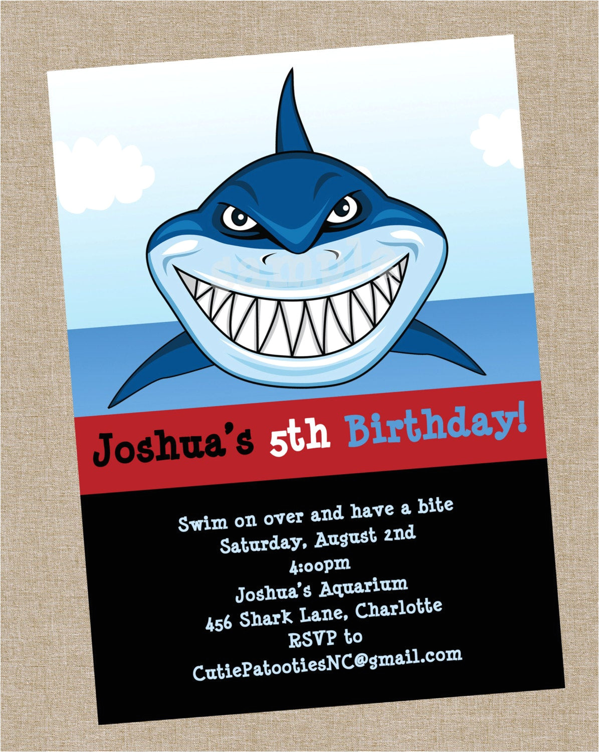 Free Shark Birthday Invitation Template Shark Birthday Invitation Printable or Printed Shark Party