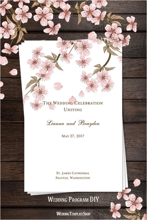 Free Wedding Invitation Templates 5.5 X 8.5 Wedding Program Template Cherry Blossom Wedding Template