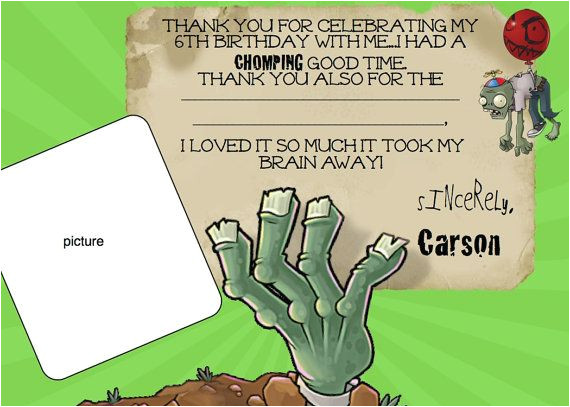Free Zombie Party Invitation Template Plants Vs Zombies Birthday Photo Invites Templates