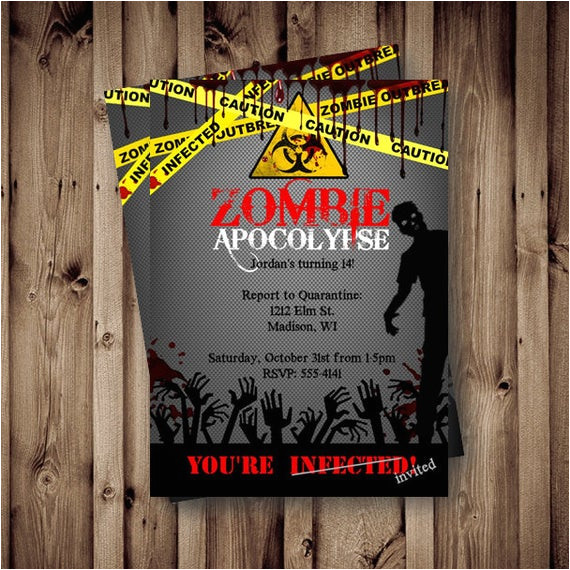 Free Zombie Party Invitation Template Zombie Birthday Invitation Zombie Party Apocalypse by
