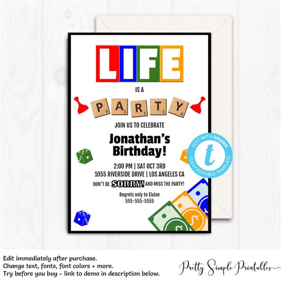 Game Night Party Invitation Template Game Night Invitation Birthday Invitation Board Game
