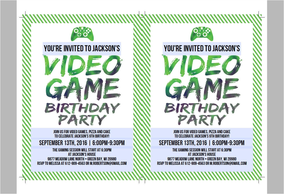 Gaming Party Invitation Template Printable Video Game Birthday Invitation Template Diy