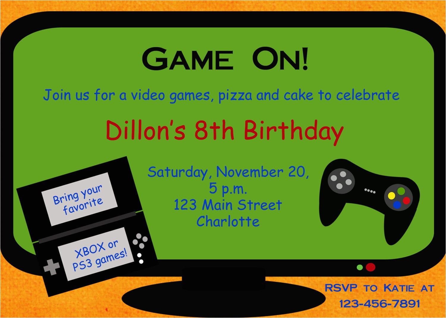 Gaming Party Invitation Template Video Game Birthday Party Invitation Video by