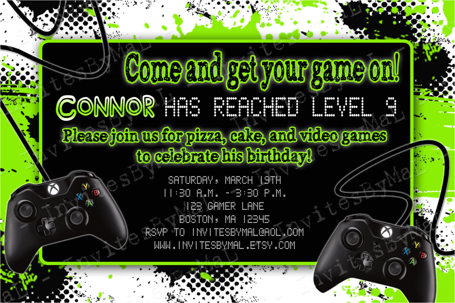 Gaming Party Invitation Template Video Game Party Birthday Party Invitation with or by