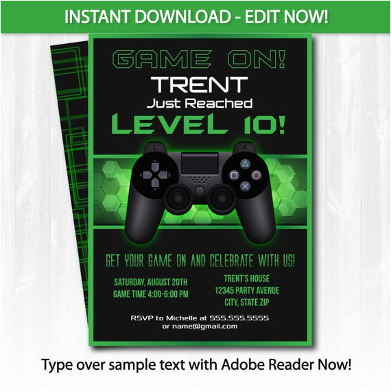 Gaming Party Invitation Template Video Game Party Invitations Video Game Invitation by