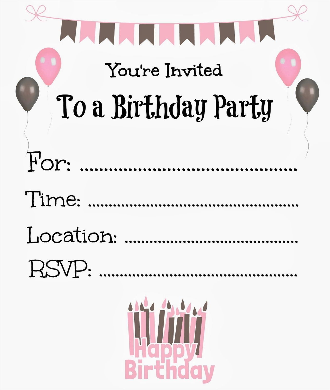 Girl Birthday Invitation Template Free Printable Birthday Invitations for Kids Birthday