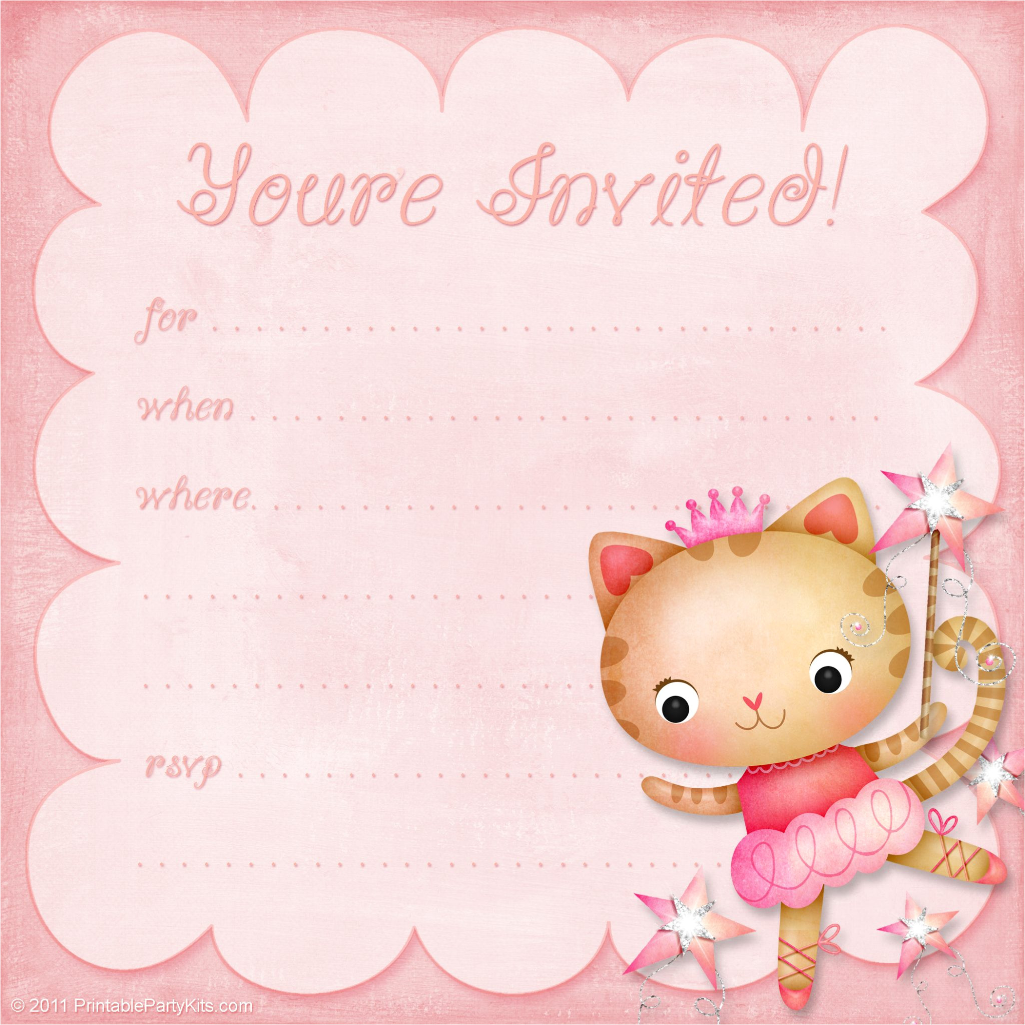 Girl Birthday Invitation Template Girls Birthday Party Invitation Princess Ballerina