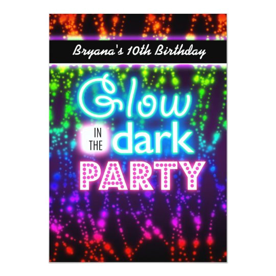 Glow In the Dark Party Invitation Template Free Glow In the Dark Neon Party Invitations Rainbow Zazzle Com