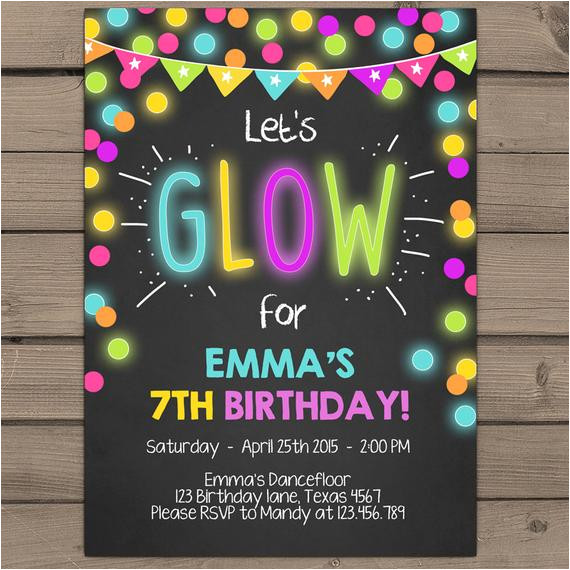Glow In the Dark Party Invitation Template Free Neon Glow Party Invitation Glow Birthday Invitation Glow In