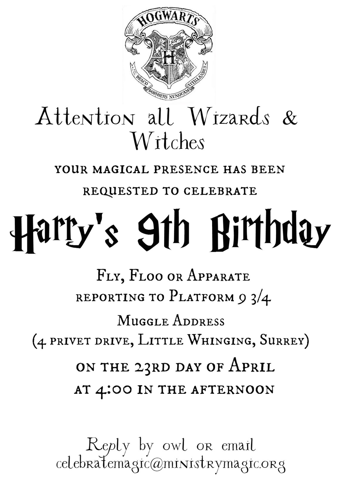 Harry Potter Birthday Invitation Template Tattered and Inked Harry Potter Party Free Printables and