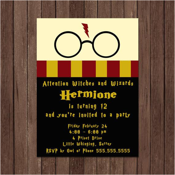 Harry Potter Party Invitation Template Harry Potter Birthday Invitation Gryffindor Digital File