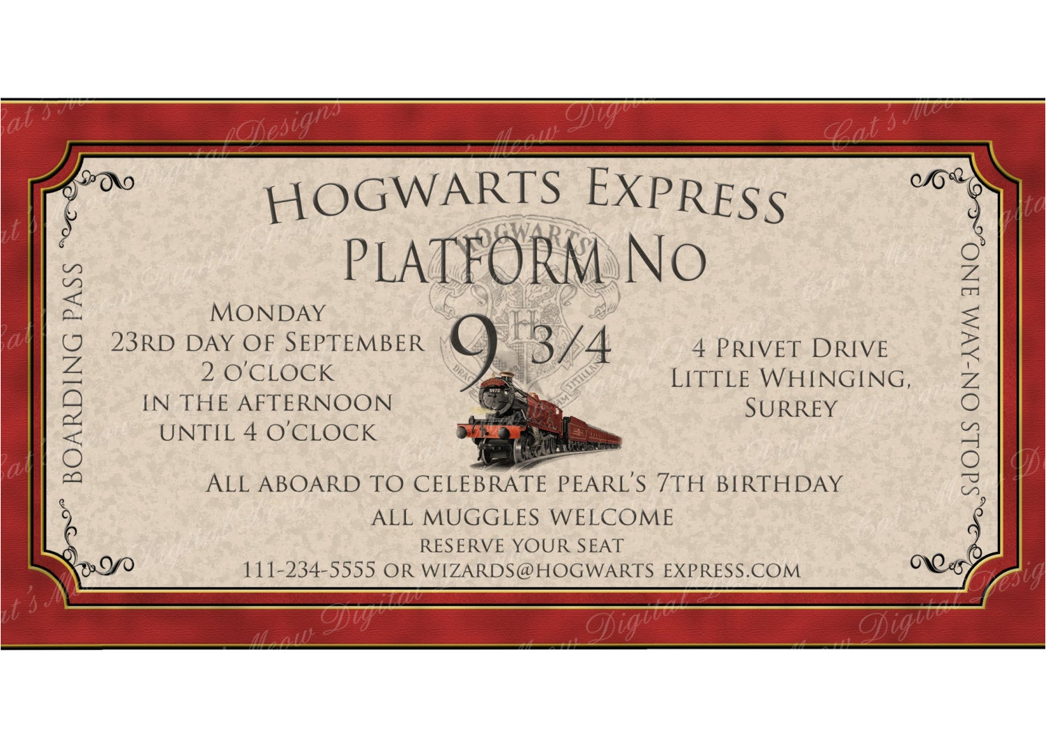Harry Potter Party Invitation Template Hogwarts Harry Potter Printable Invitation by Catsmeowddesigns