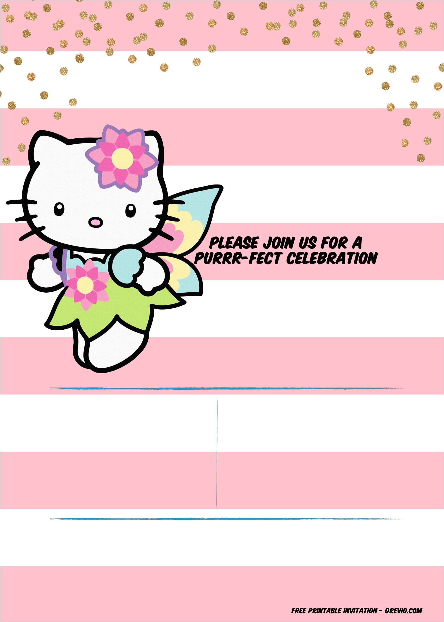 Hello Kitty Birthday Invitation Template Free Hello Kitty Invitation Template Portrait Mode Free