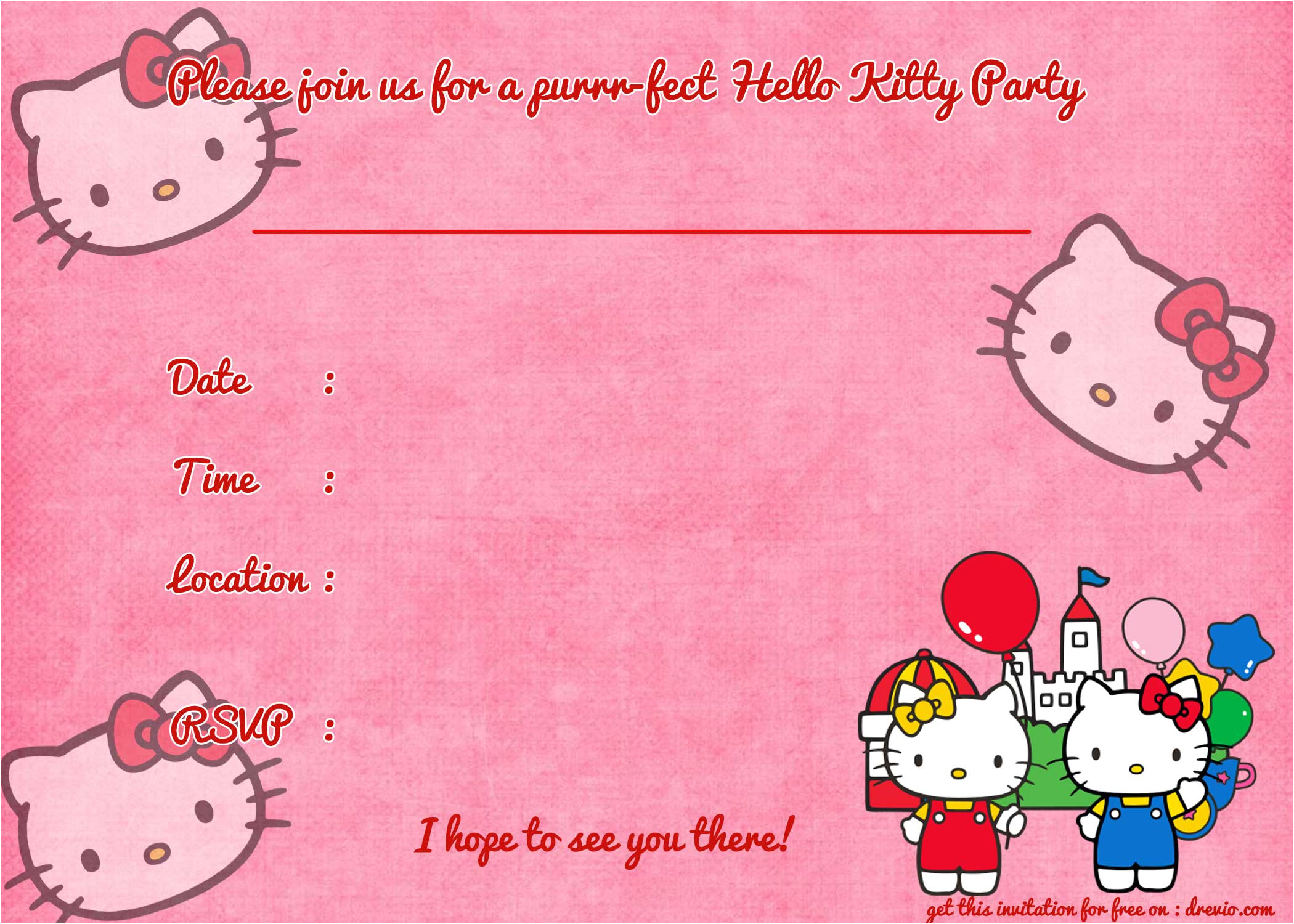Hello Kitty Birthday Invitation Template Printable Hello Kitty Birthday Invitation Template