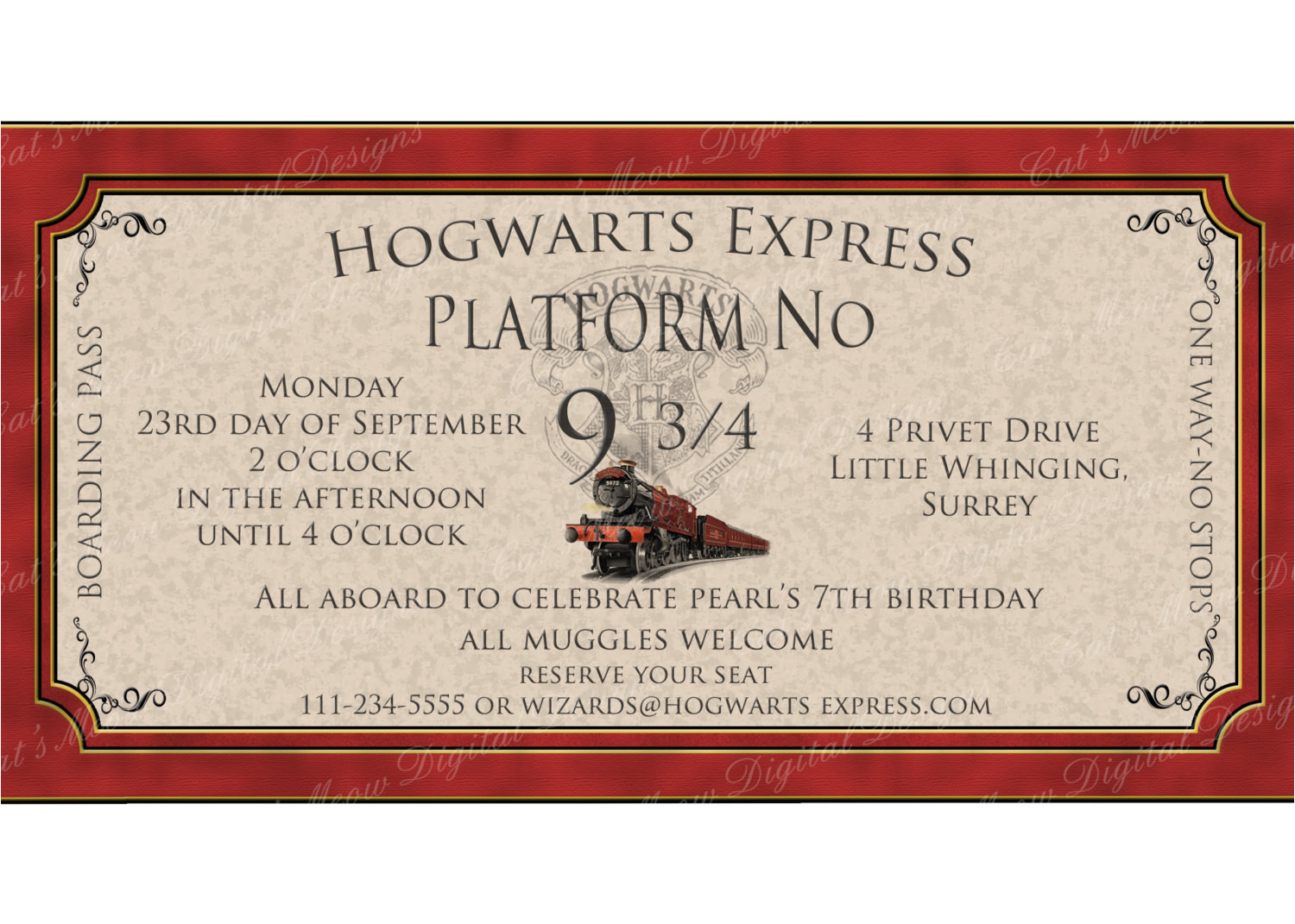 Hogwarts Birthday Invitation Template Hogwarts Harry Potter Birthday Invitation Printable