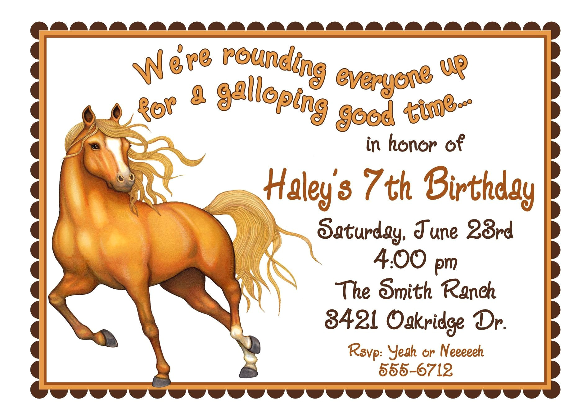 Horse Birthday Invitation Template Personalized Birthday Invitations Horse by Littlebeaneboutique
